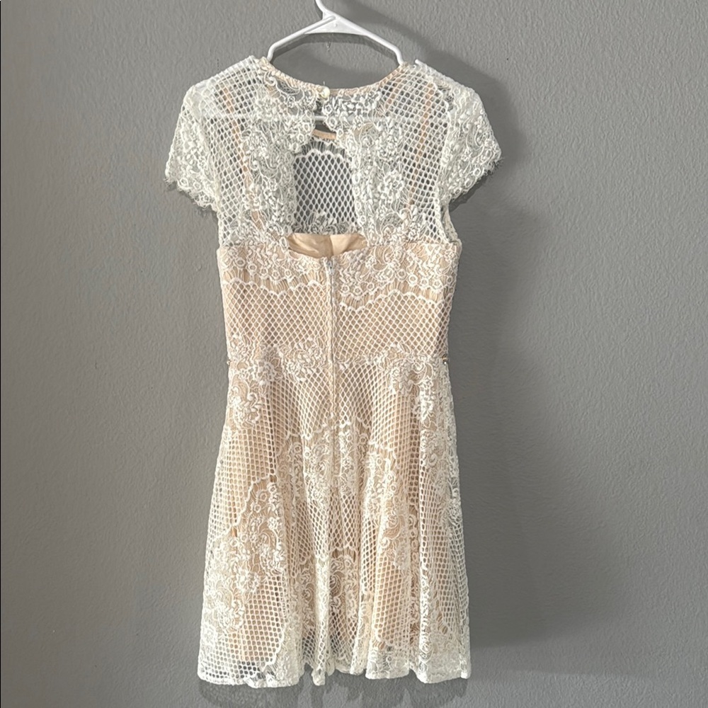 City Triangles Cream Mini Dress lined rhinestones prom - Picture 7 of 12